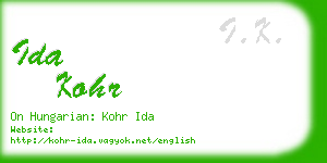 ida kohr business card